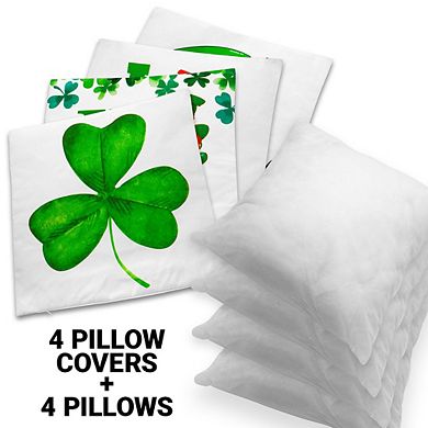 G128 18 X 18 In St Patrick’s Day Gnome Luck Shamrock Waterproof Pillow, Set Of 4