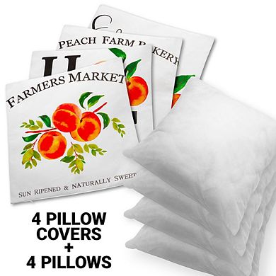 G128 18 X 18 In Spring Farmhouse Peach Home Waterproof Pillow, Set Of 4