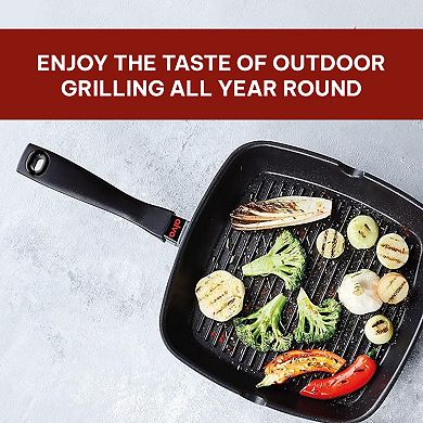 Alva Energy Ceramic Nonstick Griddle Pan 11" x 11" Grooved Ridges Pre-Seasoned Square Grill Pan