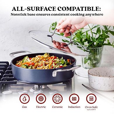 Alva Maestro 3.5 Qt./9.5" Ceramic Nonstick Sauté Pan Skillet with Lid, Oven & Induction Safe Pan
