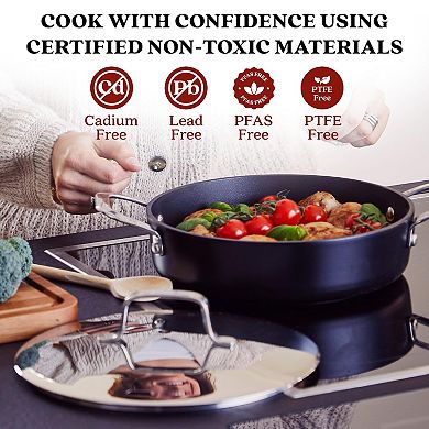 Alva Maestro 3.5 Qt./9.5" Ceramic Nonstick Sauté Pan Skillet with Lid, Oven & Induction Safe Pan