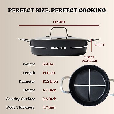 Alva Maestro 3.5 Qt./9.5" Ceramic Nonstick Sauté Pan Skillet with Lid, Oven & Induction Safe Pan
