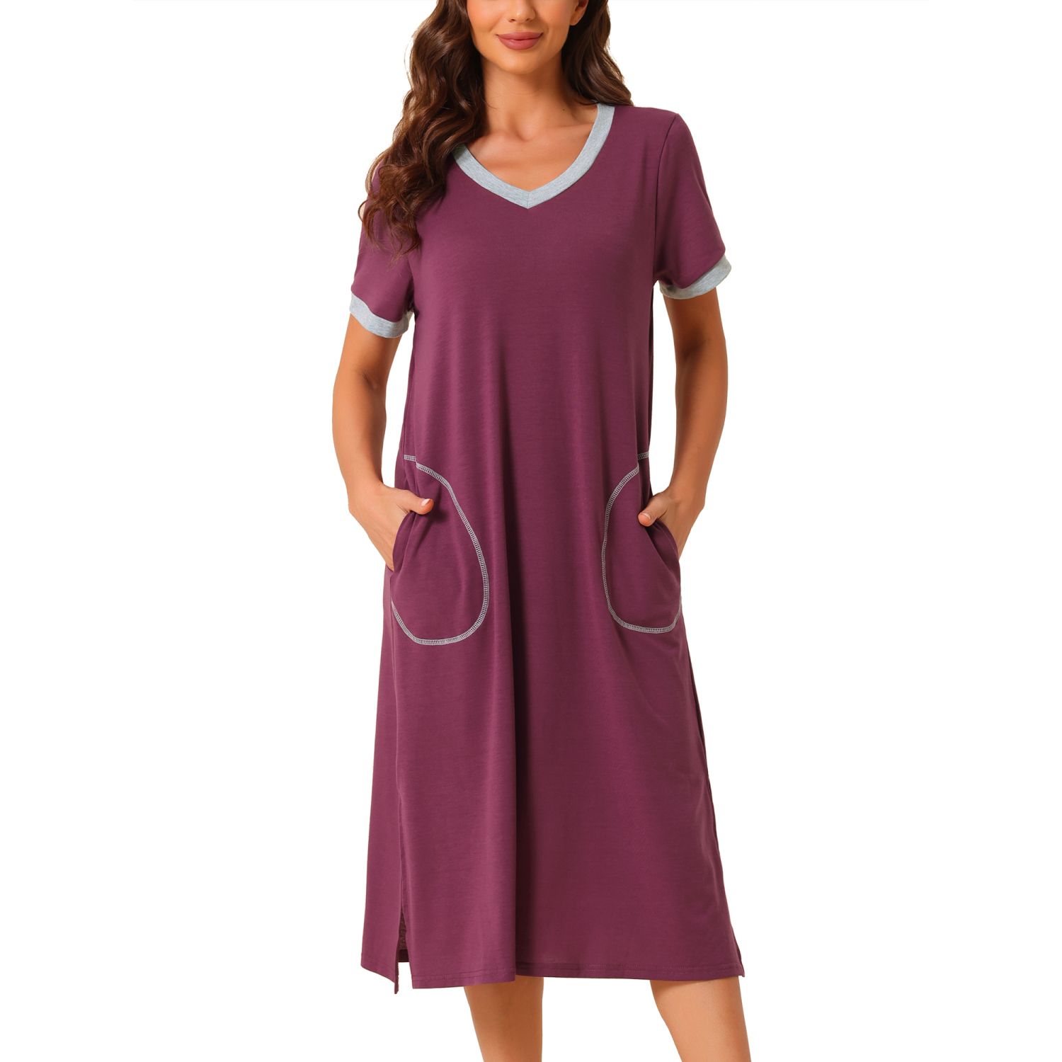 Women's Oversized Short Sleeve Sleep Shirt Nightgown - Cotton Blend Cat Print, Comfortable Nightshirt Dress 3 thumbnail image