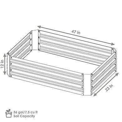4 X2 Ft (1.2x0.6 M) Galvanized Steel Rectangle-shaped Raised Garden Bed