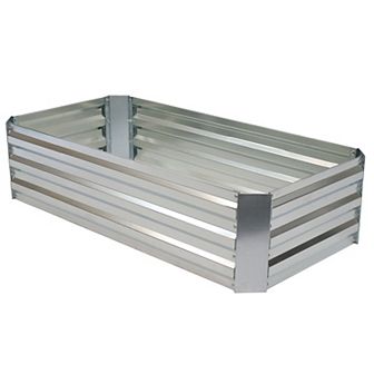Sunnydaze Rectangle Galvanized Steel Raised Bed - 4 x 2 x 1 ft - Silver