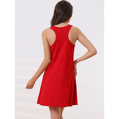 Women's Tank Nightgown Nightshirt Racerback Sleeveless Shirtdress Loungwear