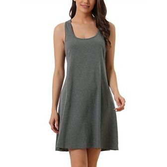 Women's Tank Nightgown Nightshirt Racerback Sleeveless Shirtdress Loungwear