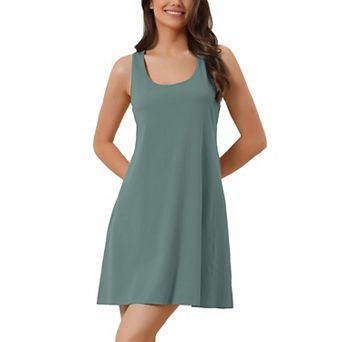 Women's Tank Nightgown Nightshirt Racerback Sleeveless Shirtdress Loungwear
