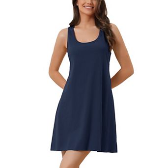 Women's Tank Nightgown Nightshirt Racerback Sleeveless Shirtdress Loungwear