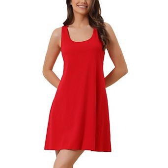 Women's Tank Nightgown Nightshirt Racerback Sleeveless Shirtdress Loungwear