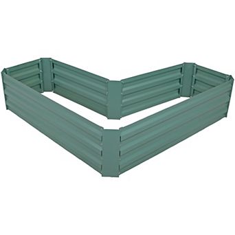 Sunnydaze Outdoor Galvanized Steel L-Shaped Raised Garden Bed - 47.25 in