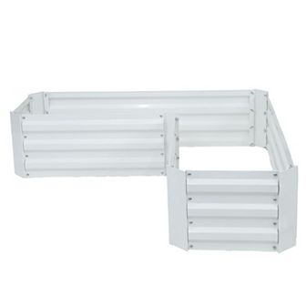 Sunnydaze Galvanized Steel L-Shaped Raised Garden Bed - Green
