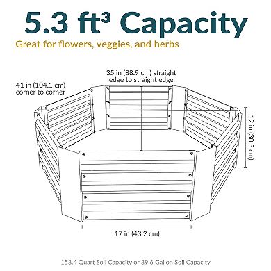 Galvanized Steel Hexagon-shaped Raised Planter Bed