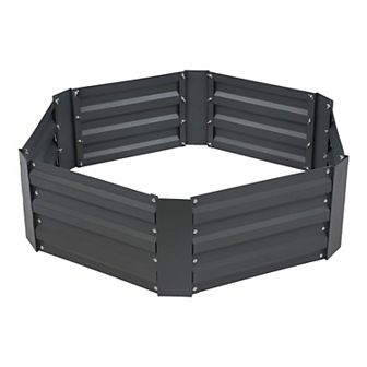 Sunnydaze Hexagon Galvanized Steel Raised Planter Bed - Gray