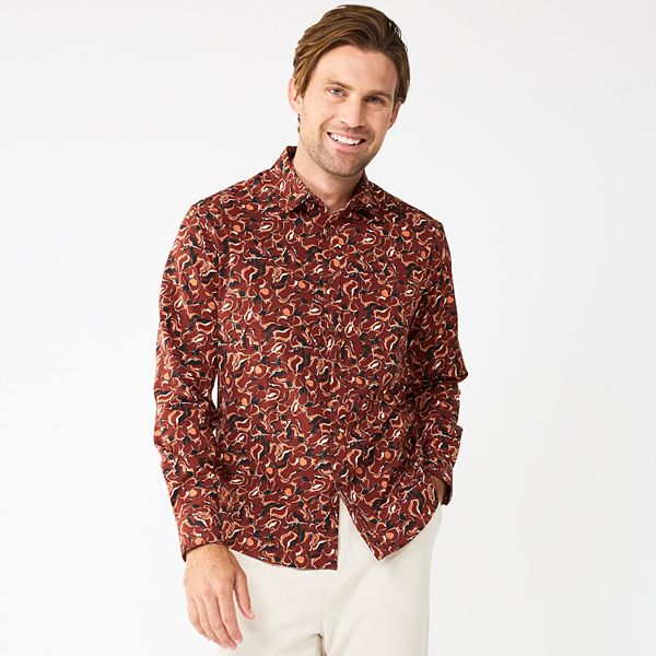 Mens Apt. 9® Slim Untucked-Fit Performance Button-Down Shirt - Abstract Floral (XXL SLIM)