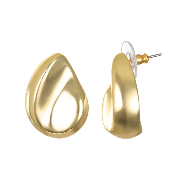 Emberly Gold Tone Organic Teardrop Stud Earrings