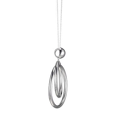 Sterling Silver Geometric Double Loop Pendant Necklace