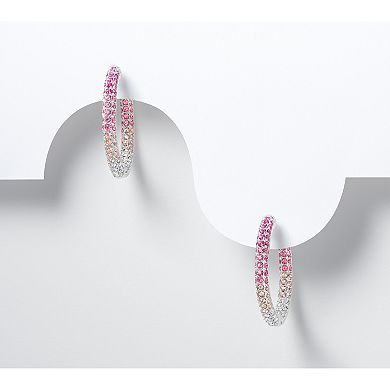 Sterling Silver Ombre Rose & White Czech Crystal Pave Earrings