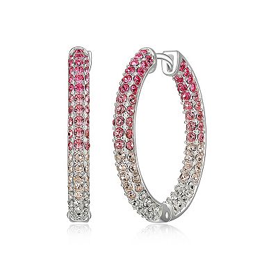 Sterling Silver Ombre Rose & White Czech Crystal Pave Earrings