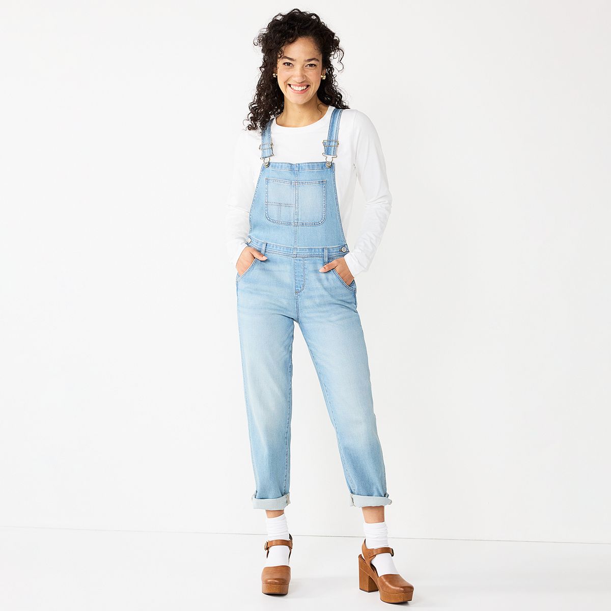 Womens cropped denim on sale overalls