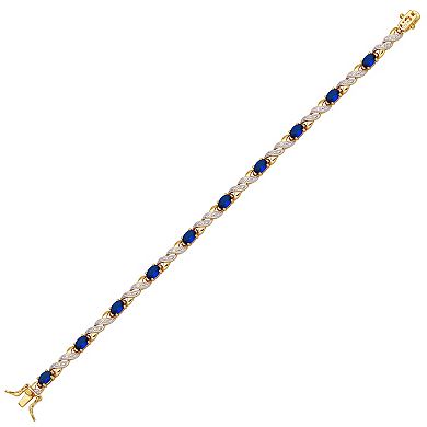 18K Yellow Gold Plated Blue and White Cubic Zirconia Bracelet