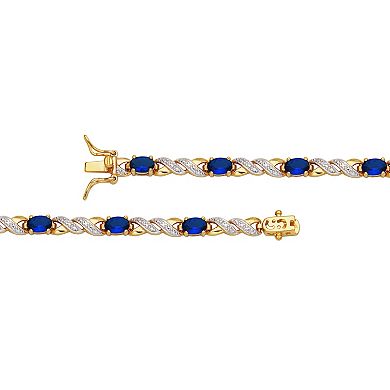 18K Yellow Gold Plated Blue and White Cubic Zirconia Bracelet