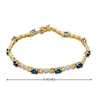 18K Yellow Gold Plated Blue and White Cubic Zirconia Bracelet