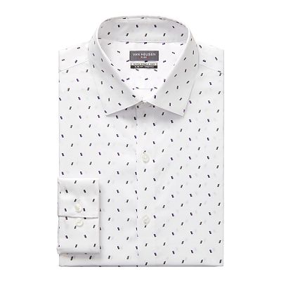 slim fit dress slacks Van Heusen Slim Fit Ultra Wrinkle Free Stretch FLEX Solid Dress Shirt in  Grey Mist
