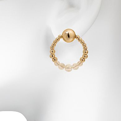 LC Lauren Conrad Gold Tone Mix Beaded Drop Hoop Earrings