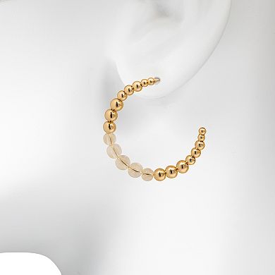 LC Lauren Conrad Gold Tone Mix Beaded Open Hoop Earrings