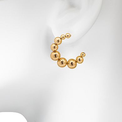 LC Lauren Conrad Gold Tone Beaded Open Hoop Earrings