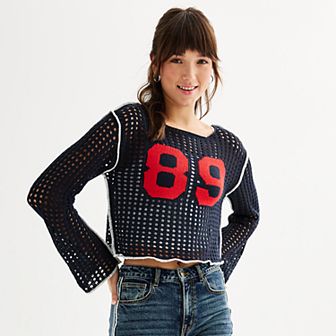 Juniors' SO® 89 Cropped Open Stitch Sweater