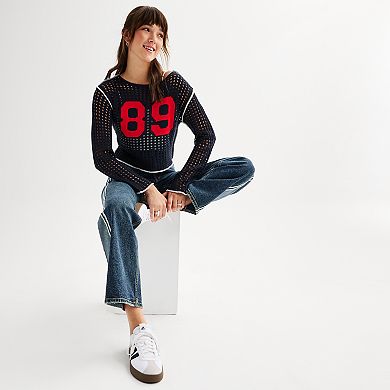 Juniors' SO® 89 Cropped Open Stitch Sweater