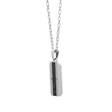 Stainless Steel Diamond Accent Dog Tag Pendant Necklace
