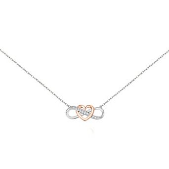 18k Rose Gold Over Silver Diamond Accent Infinity Heart Necklace