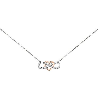 18k Rose Gold Over Silver Diamond Accent Infinity Heart Necklace