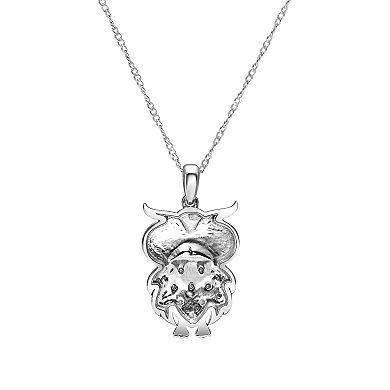 Sterling Silver 1/10 Carat T.W. Diamond Owl Pendant Necklace