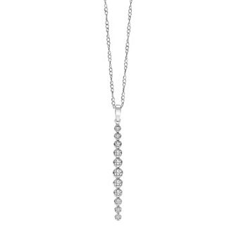 Sterling Silver 1/8 Carat T.W. Diamond Vertical Drop Pendant Necklace