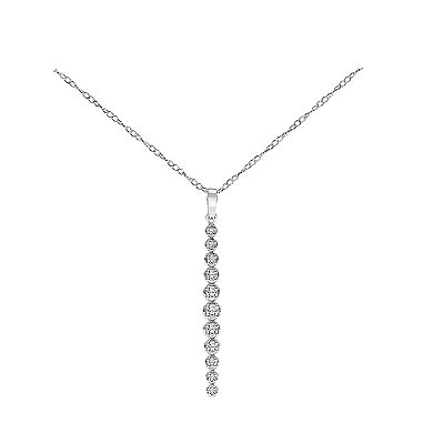 Sterling Silver 1/8 Carat T.W. Diamond Vertical Drop Pendant Necklace