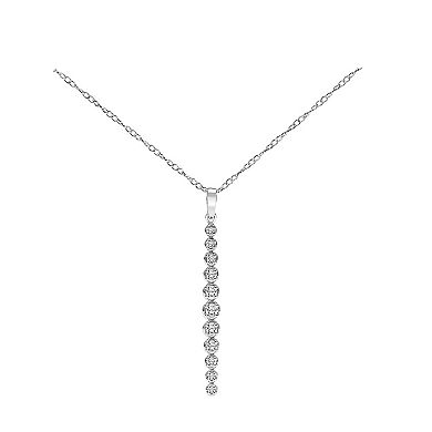 Sterling Silver 1/8 Carat T.W. Diamond Vertical Drop Pendant Necklace
