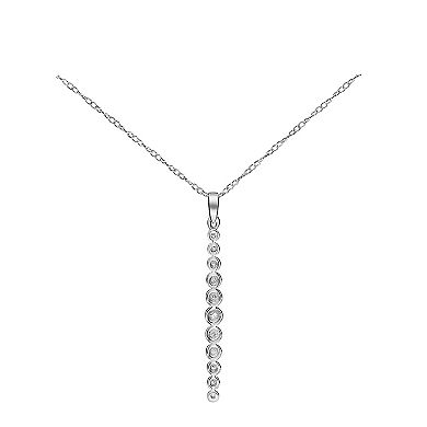 Sterling Silver 1/8 Carat T.W. Diamond Vertical Drop Pendant Necklace