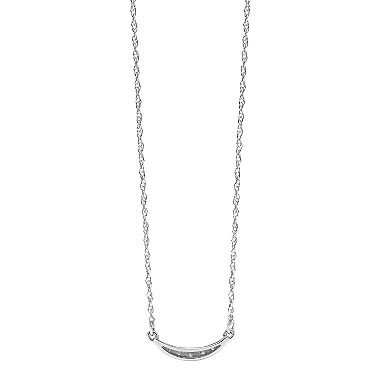 10k White Gold Diamond Accent Small Curved Bar Necklace