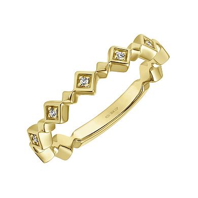 18k Gold Over Silver Diamond Accent Stackable Band Ring
