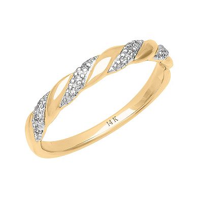 14k Gold Diamond Accent Twist Anniversary Band Ring