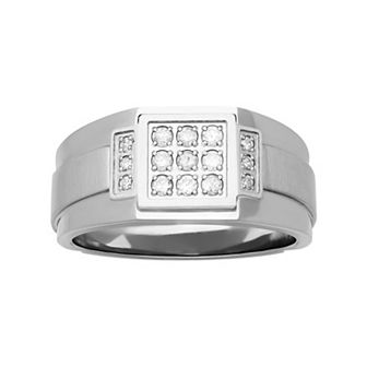 Men's Stainless Steel 1/5 Carat T.W. Diamond Band Ring