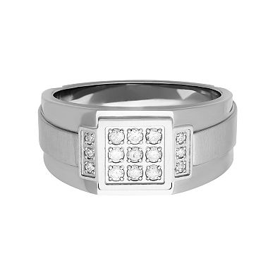 Men's Stainless Steel 1/5 Carat T.W. Diamond Band Ring