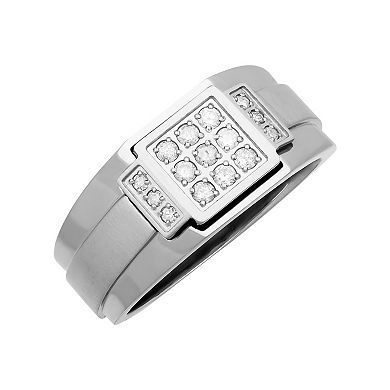 Men's Stainless Steel 1/5 Carat T.W. Diamond Band Ring