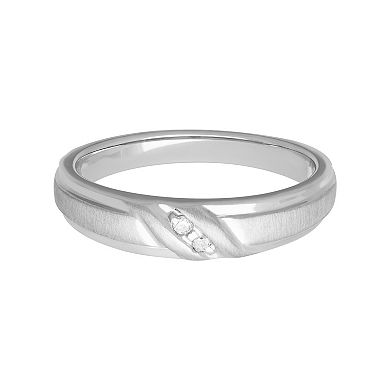Sterling Silver Diamond Accent Wedding Band Ring