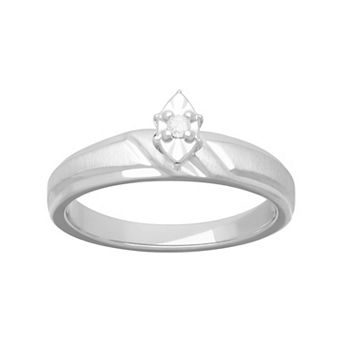Sterling Silver Diamond Accent Marquise Shape Engagement Ring
