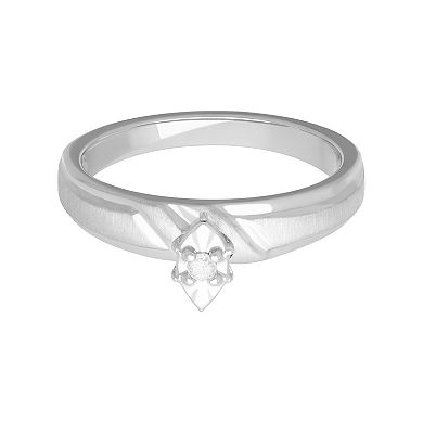 Sterling Silver Diamond Accent Marquise Shape Engagement Ring